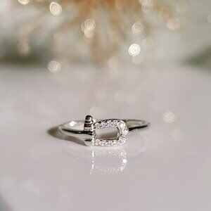 Sterling Silver Dainty Belt Buckle Ring,Tiny Statement Ring, 925 Minimalist Ring